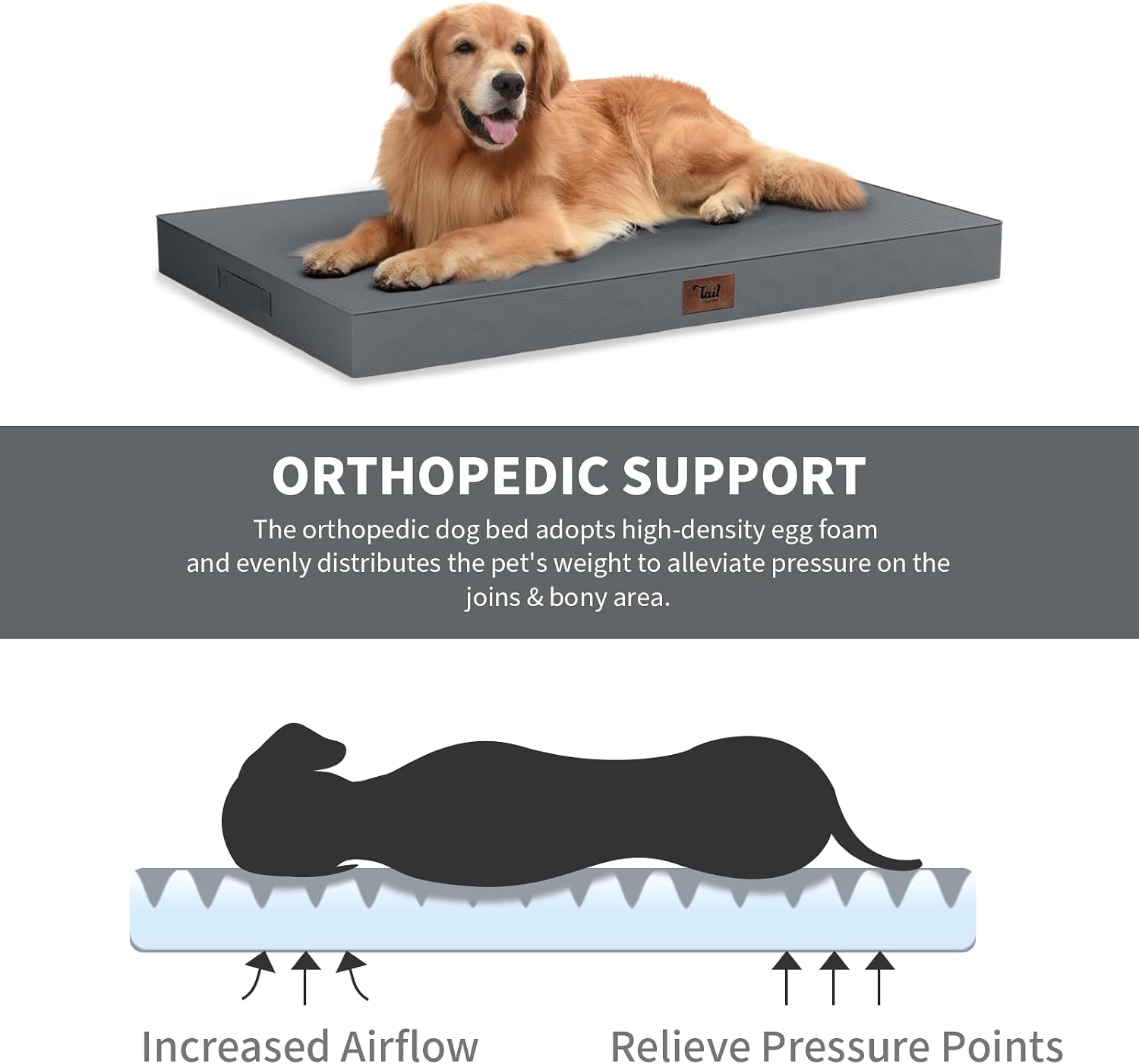 Waterproof Orthopedic Outdoor Dog Bed XL for Extra Large Dogs - Image 2