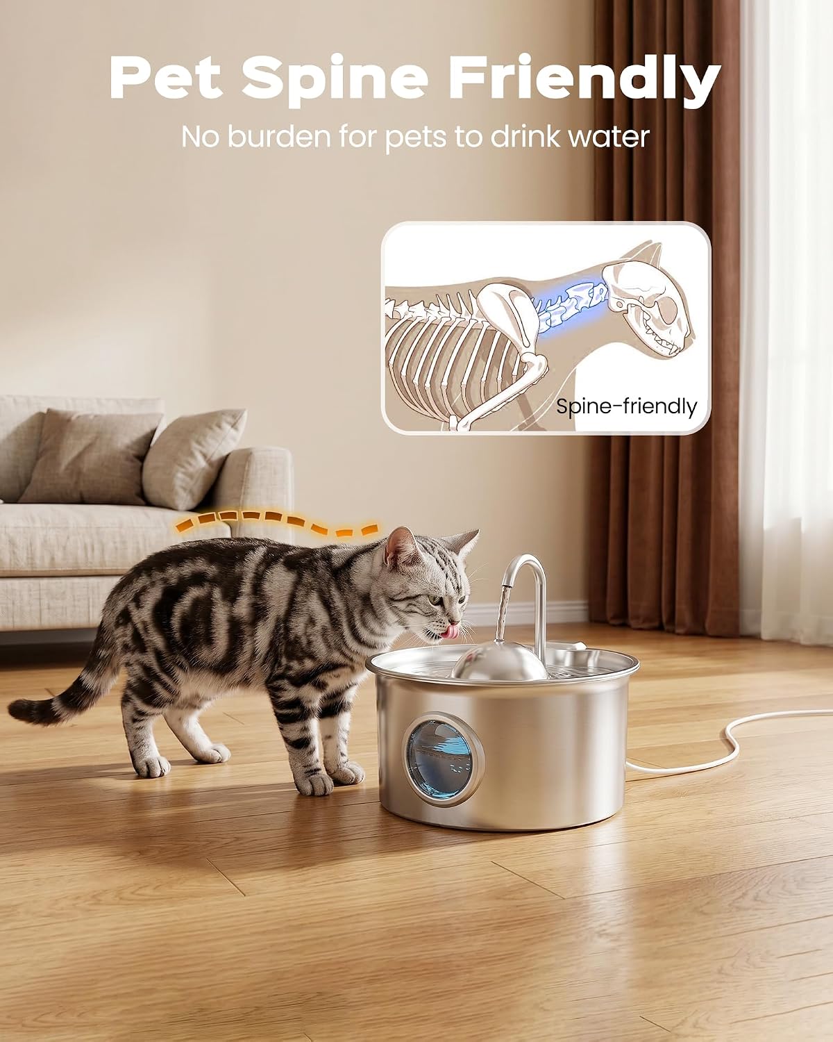 Pet Water Fountain Stainless Steel: 8 Filters + 8 Sponges Cat Fountains - Image 5