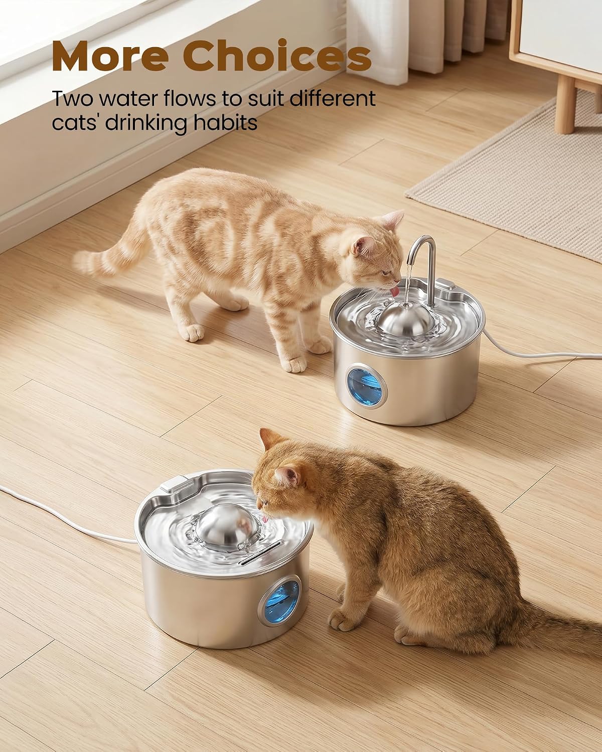 Pet Water Fountain Stainless Steel: 8 Filters + 8 Sponges Cat Fountains - Image 6