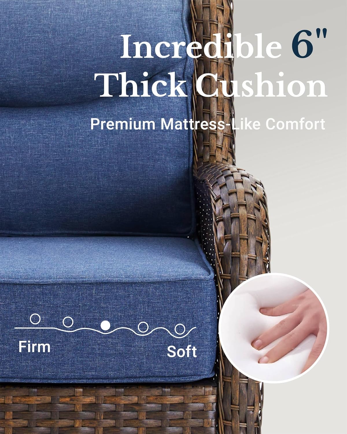 HILLGA Luxury High Back Patio Furniture Set with 6-Inch Thick Cushion - Image 4