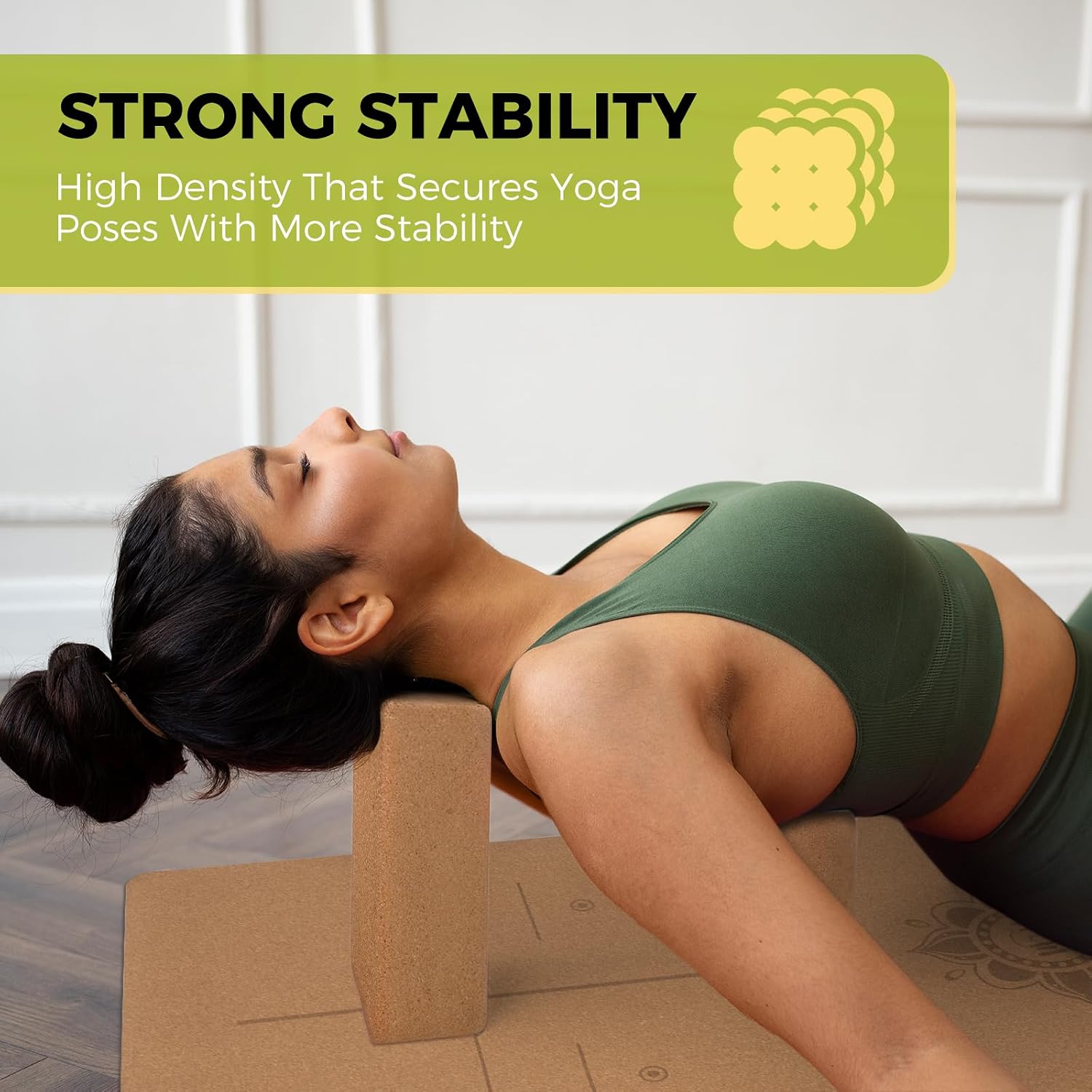 U&M Cork Yoga Blocks 2 Pack Set,Natural Cork High Density 9"x6"x4" Yoga Blocks Odor-Resistant Non-Slip for Yoga, General Fitness, Pilates, Stretching and Toning - Image 3
