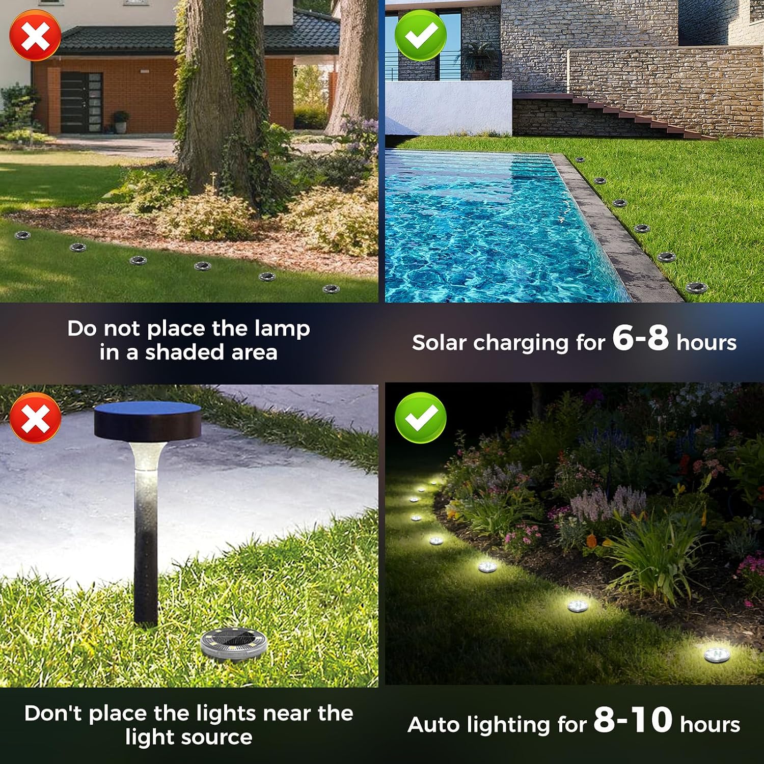 Peasur Mini Solar Ground Lights, 12 Pack Flat Solar Disc Lights Outdoor Waterproof, 2.3 Inch Small Solar Garden Lights Landscape Lighting for Outside Pathway Garden Yard Lawn Walkway,Cool White - Image 8