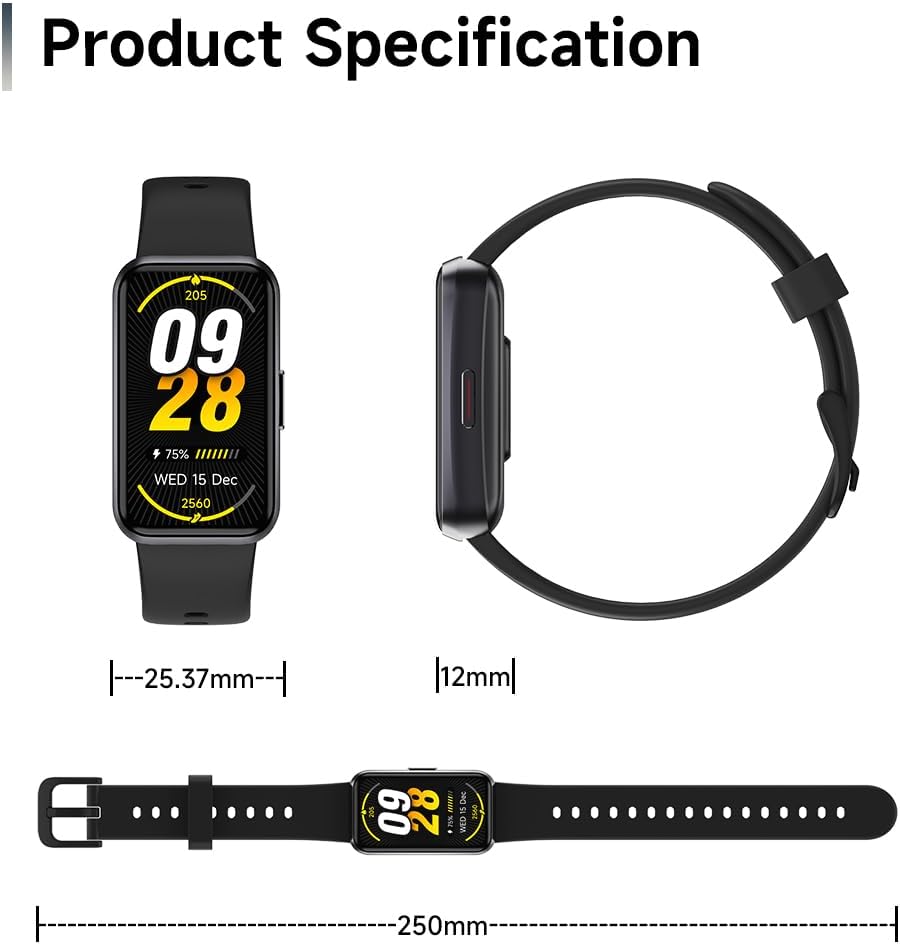 Fitness Trackers,Heart Rate Blood Oxygen Sleep Monitor,1.47‘’ OLED Display,Calorie Pedometer Steps Counter Activity watchs,Smart Band 24/7 Health Monitoring(Black) - Image 6