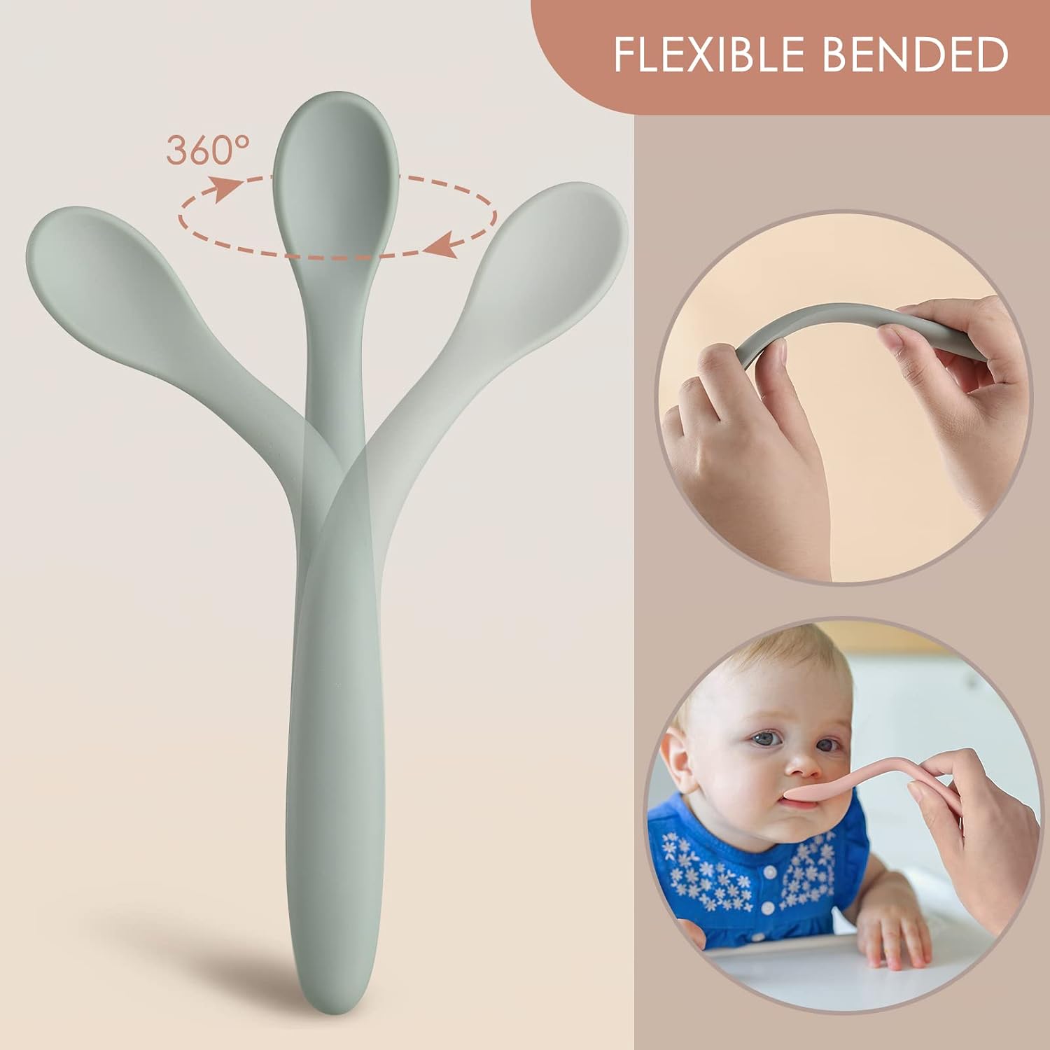 6-Piece Silicone Baby Feeding Spoons, First Stage Infant Spoons, Soft-Tip Easy on Gums I Baby Training Spoon | Infant Utensils Feeding Supplies, Dishwasher & Boil-proof - Image 4