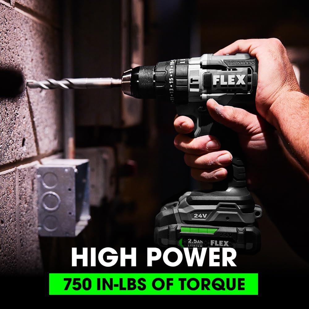 FLEX 24V Brushless Cordless 6-Tool Combo Kit: Hammer Drill, Hex Impact Driver, Circular Saw, Multi-Tool, Reciprocating Saw, Work Light with 2.5Ah, 5.0Ah Lithium Batteries and 160W Charger - FXM601-2B - Image 3