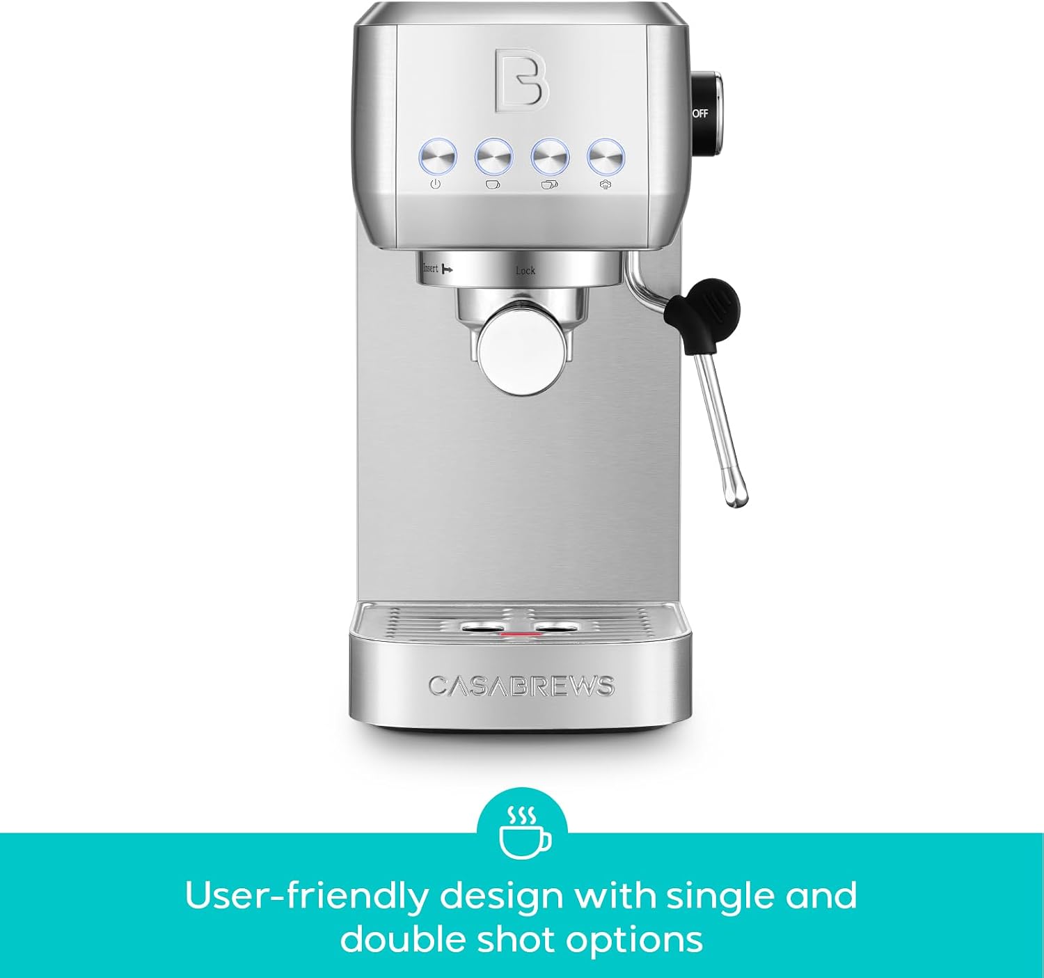 CASABREWS 3700 Essential Stainless Steel Espresso Machine with Steam Wand - Image 2