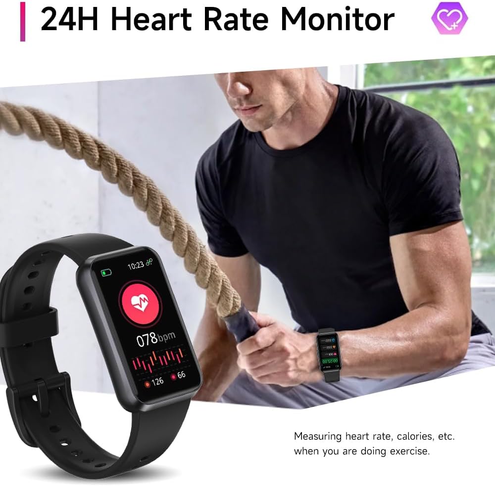 Fitness Trackers,Heart Rate Blood Oxygen Sleep Monitor,1.47‘’ OLED Display,Calorie Pedometer Steps Counter Activity watchs,Smart Band 24/7 Health Monitoring(Black) - Image 2
