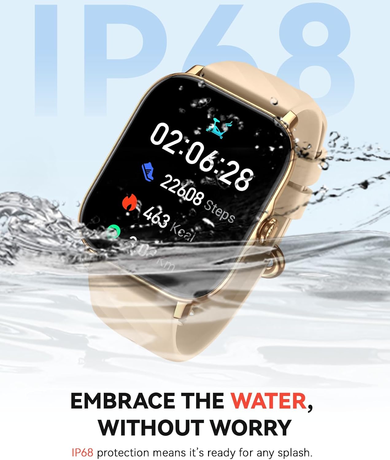 Smart Watches Fitness Tracker for Women Men with Step Counter, Sleep Calorie Monitor, Pedometer, IP68 Waterproof, Smartwatch with 120+ Sports for iPhone Android (Gold) - Image 7