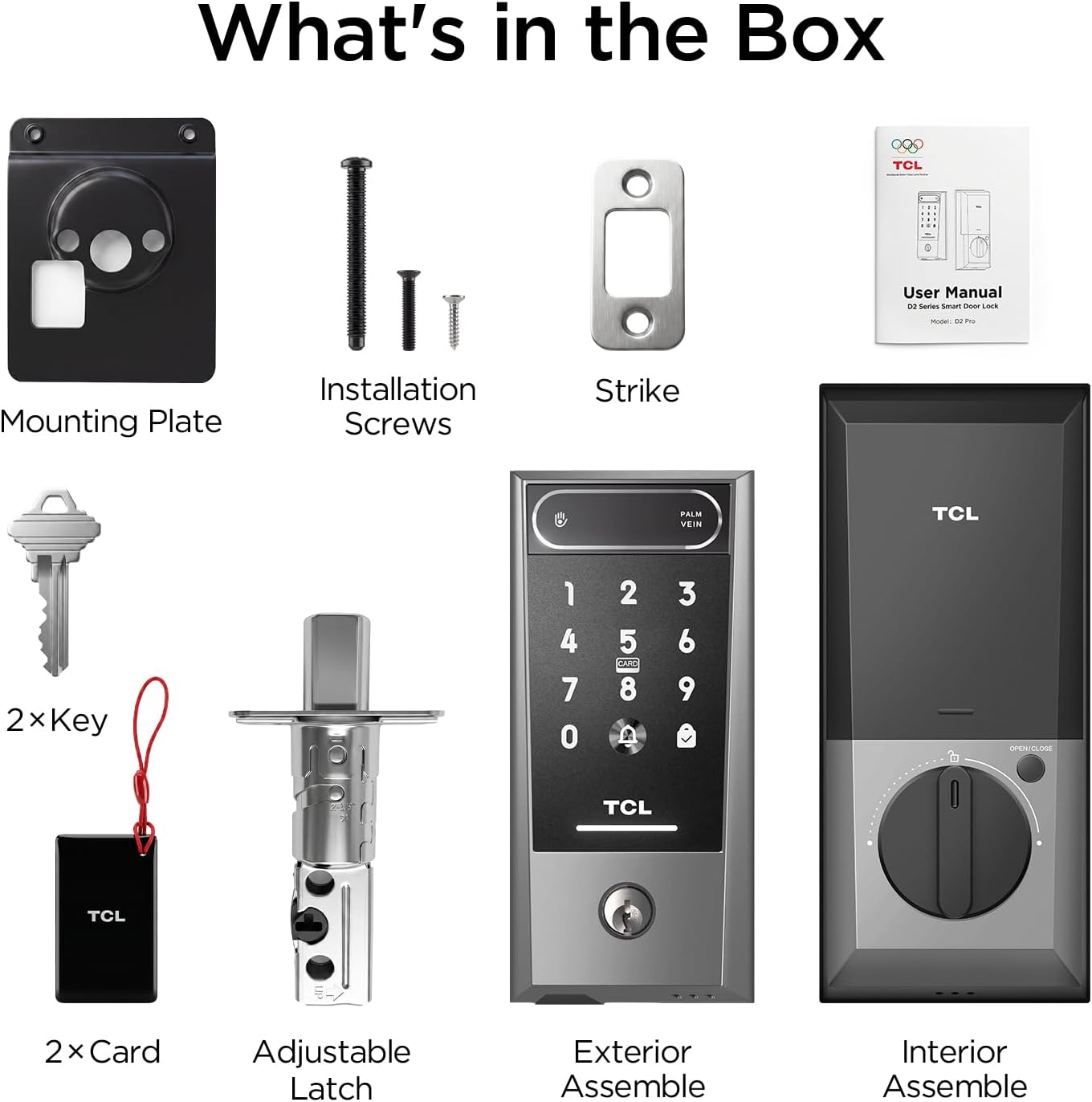 TCL Smart Lock D2 Pro, Palm Vein Keyless Entry Deadbolt, Wi-Fi Keypad Door Lock, Built-in Doorbell, 8-Month Battery, App & Voice Control, Works with Alexa & Google Home, Easy Install for Front Door - Image 9