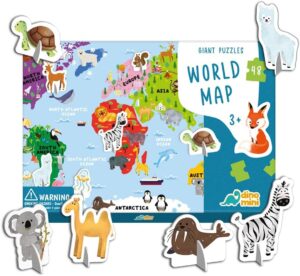 Dinomini Giant World Map Puzzle for...