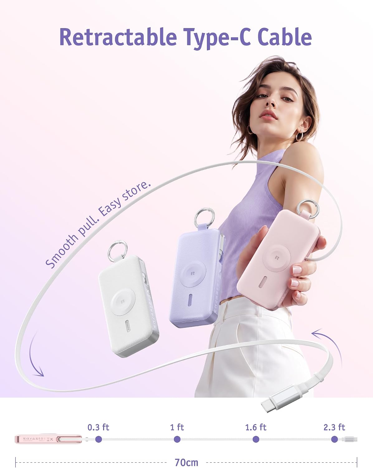 RORRY CharmGo Portable Charger 3 in 1 iPhone Power Bank for Apple 12000mAh - Image 4
