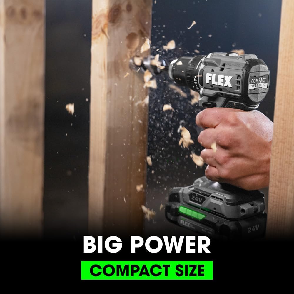 FLEX 24V Brushless Cordless 2-Tool Compact Combo Kit: 1/2-Inch 2-Speed Drill Driver and 1/4-Inch Hex Impact Driver with (2) 2.5Ah Lithium Batteries and 160W Fast Charger - FXM205-2A - Image 3