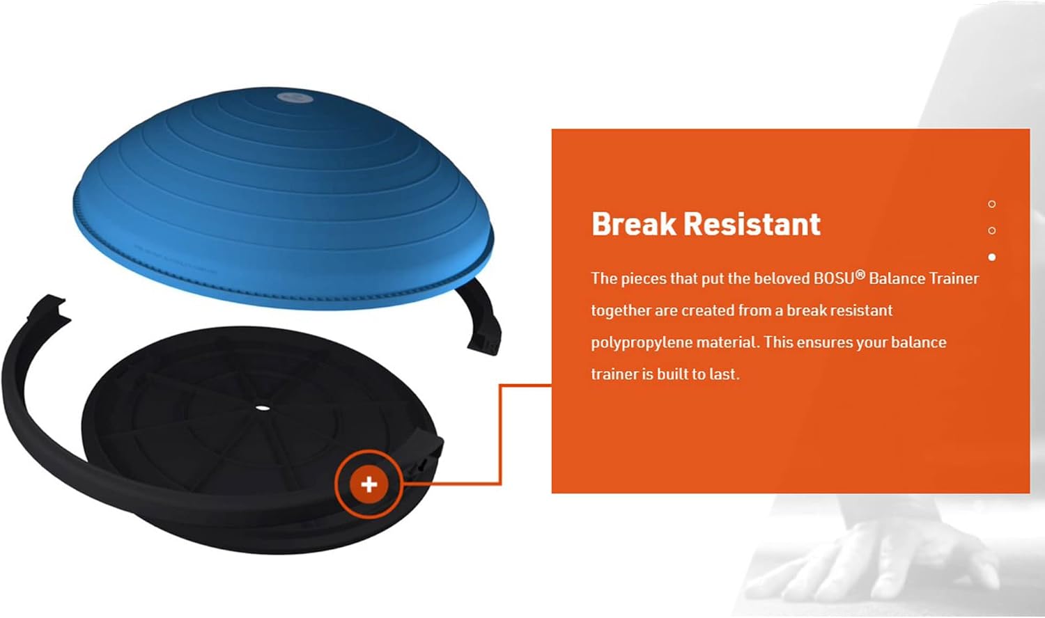 Bosu Balance Ball Exercise Trainer, Home Gym Equipment w/Guided Workouts & Pump, 26" Inflatable Fitness Platform for Strength Training, Standing, Balancing, and Core Workout - Image 7
