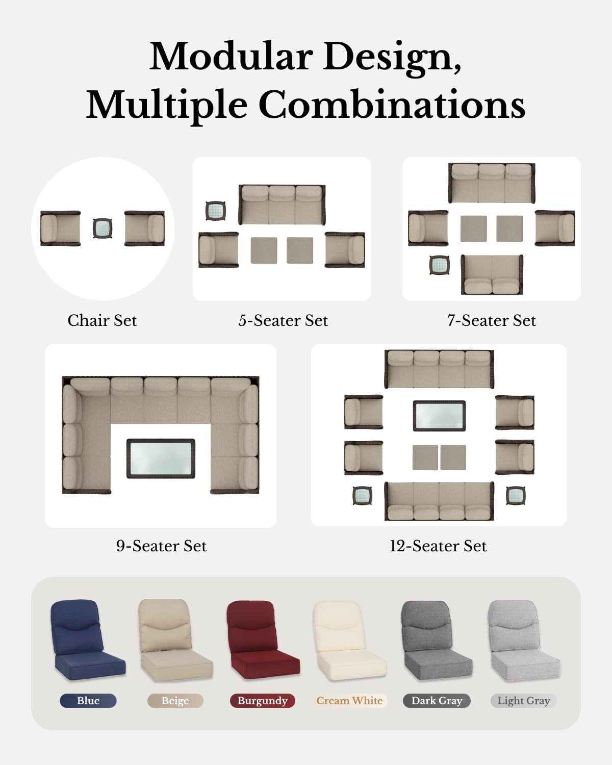 HILLGA Luxury High Back Patio Furniture Set with 6-Inch Thick Cushion - Image 8