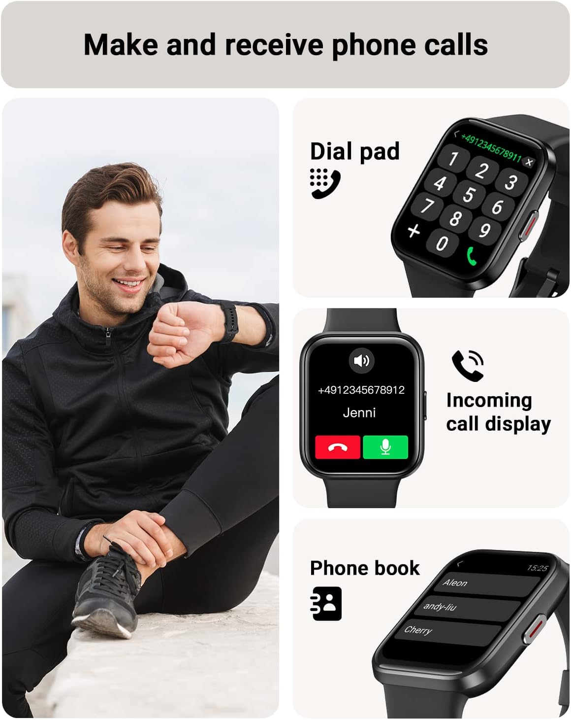 Tensky Smart Watch for Men/Women Android/iPhone/Samsung, Alexa Built-in, 1.8" Touch Screen Fitness Tracker with Answer/Make Calls, 3ATM Waterproof Heart Rate/Sleep/SpO2 Monitor, 120+ Sport Modes - Image 2