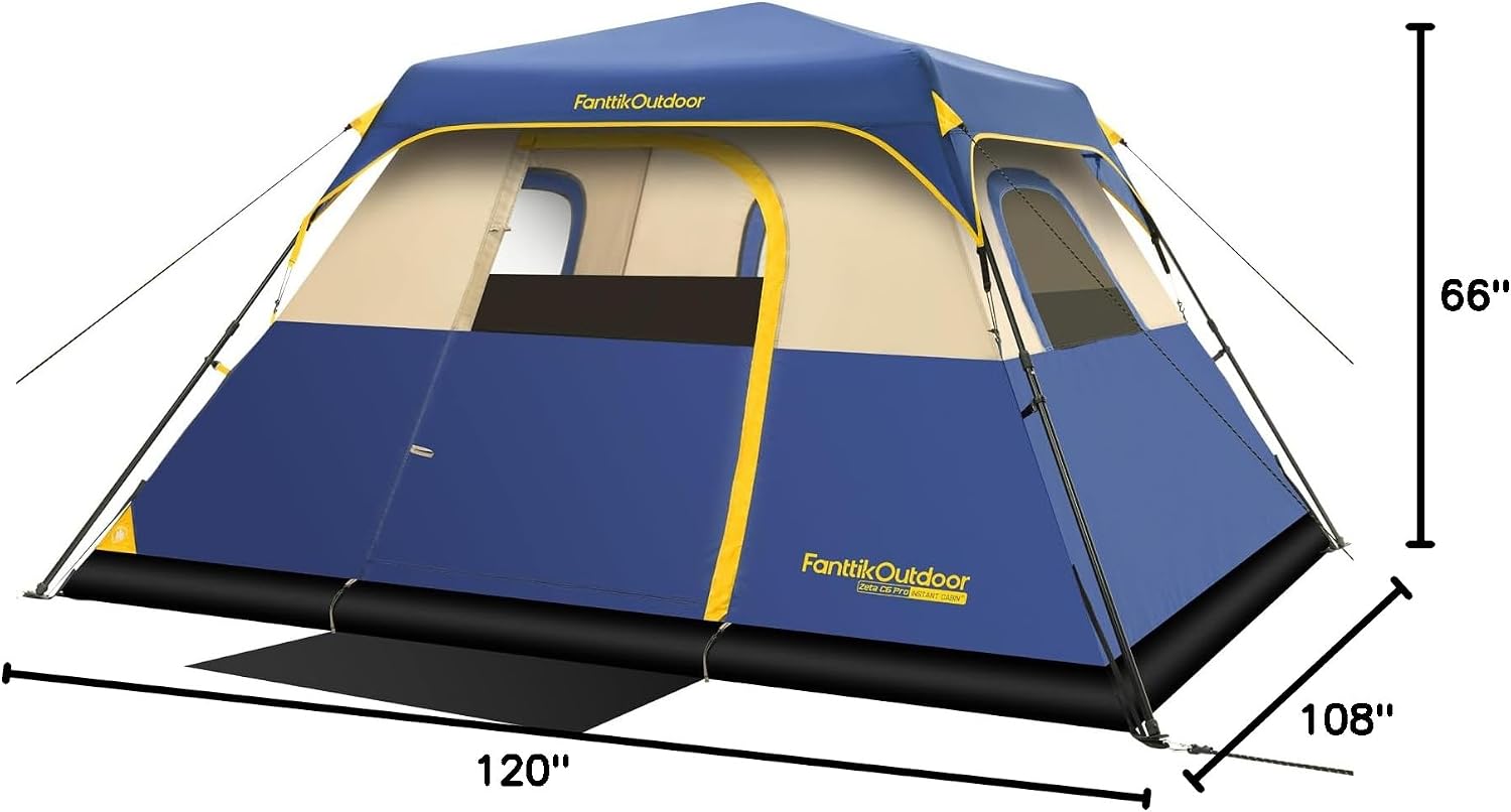 FanttikOutdoor Camping Tent 4/6/8/10 Person Instant Cabin Tent Setup in 60 Seconds with Rainfly & Windproof Portable with Carry Bag for Family Camping & Hiking, Upgraded Ventilation, Navy Blue - Image 8