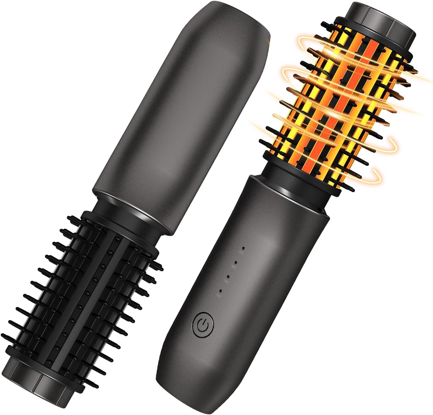 Dongxw Cordless Hot Brush - Travel Portable Hair Straightener Brush, 4 Temperatures | Fast Heating, Anti-Scald, and Anti-Frizz, Cordless Straightener Tool for Travel, Date, Work - Classic Black