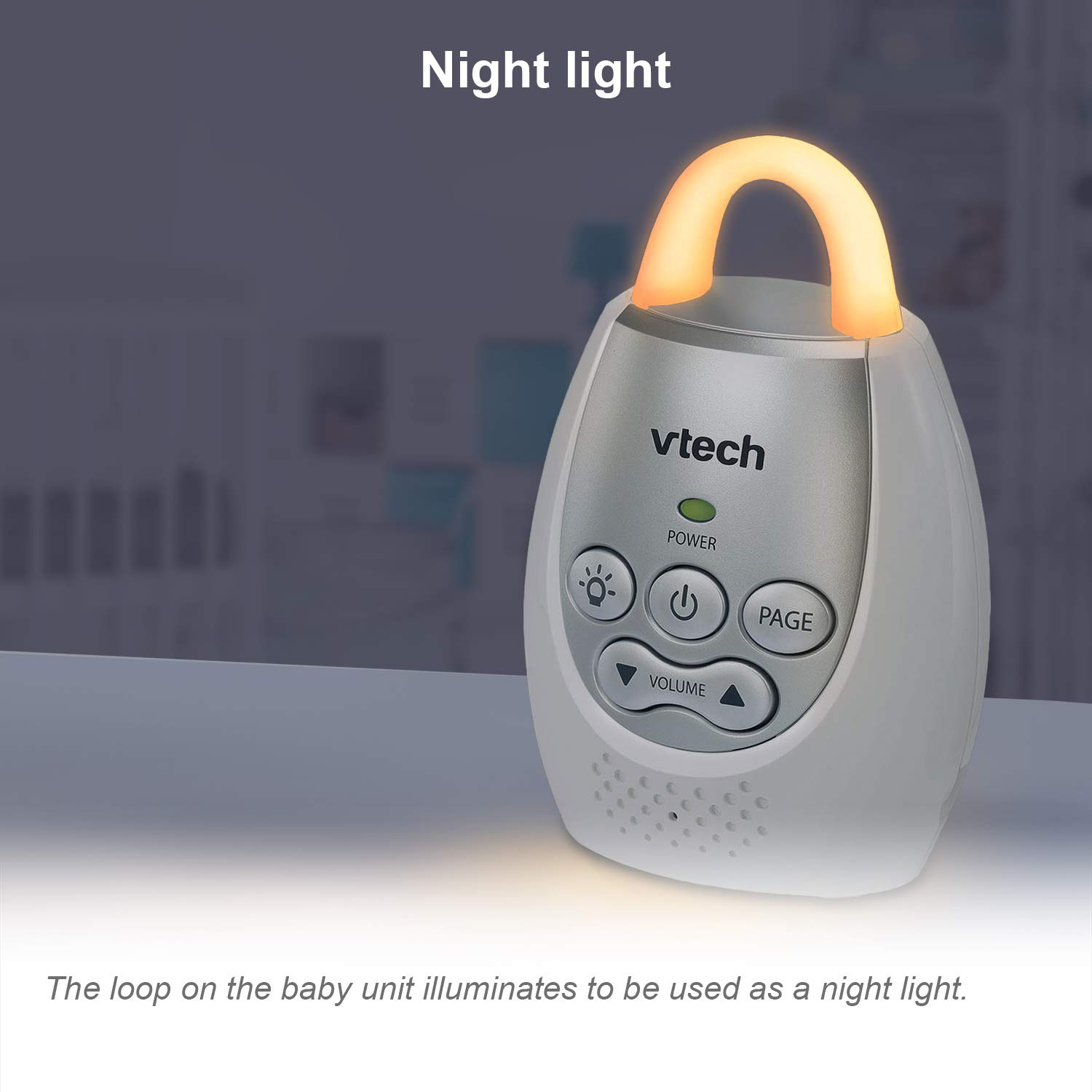 VTech Communications DM221 Audio Baby Monitor with up to 1,000 ft of Range, Vibrating Sound-Alert, Talk Back Intercom & Night Light Loop, White/Silver - Image 6