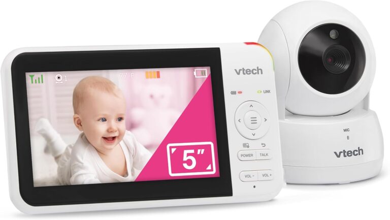 VTech Baby Monitor No WiFi, 5" Screen & Remote Pan-Tilt-Zoom for Newborns – Hack-Proof, 17Hr Battery, 1000ft Range, Auto Night Vision, Temperature Sensor, Two-Way Talk | VM924