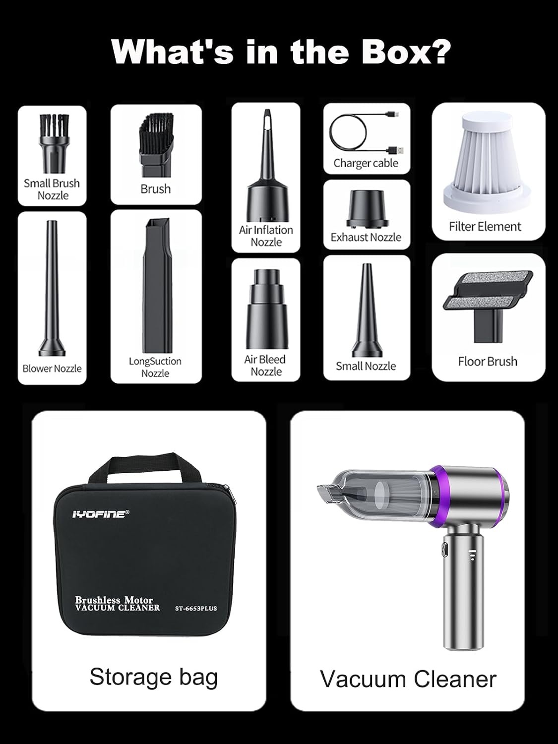 Vacuum/Air Duster Super Power Mini Car Vacuum Cleaner 4-in-1 air Blower Gun - Image 8