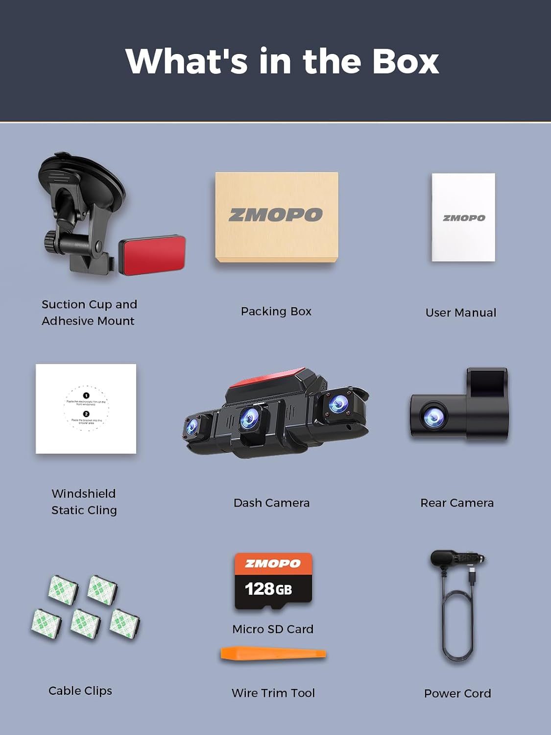 360 View 4 Channel Dash Cam Front and Rear Left Right Inside Camera for Cars, GPS and 5G Band WiFi, Night Vision, 160 Wide Angle, WDR, 24H Parking Mode, Supercapacitor, Included 128GB Card - Image 9