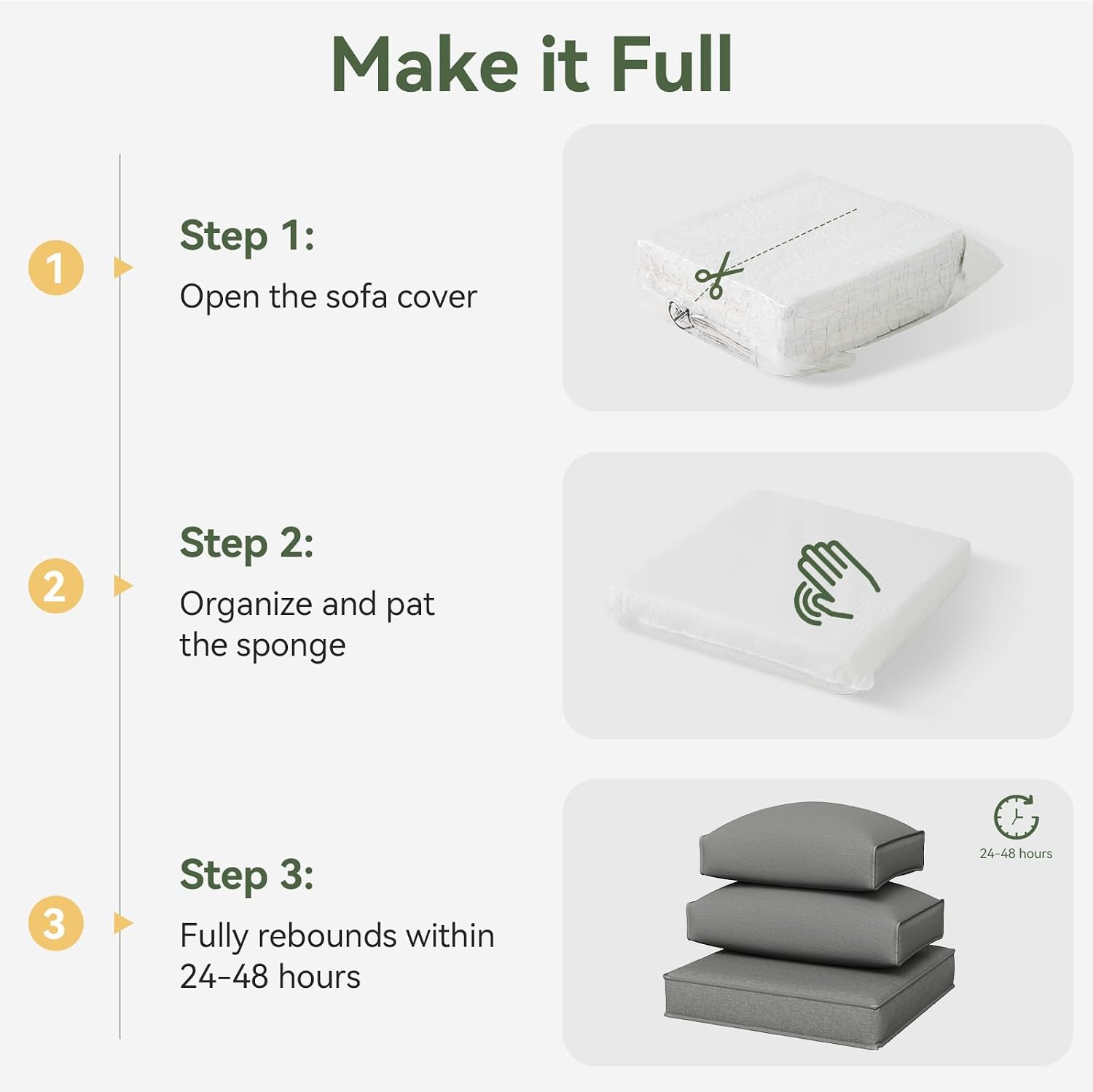 Aoxun Replacement Cushions for Outdoor Furniture, 14-Piece Outdoor Cushions for Patio Furniture, Deep Seat, Splash-Proof & Fade Resistant Couch Cushion for 6-Seat Patio Conversation Sets, Grey - Image 10