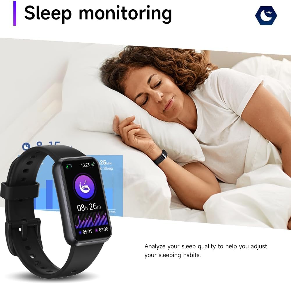 Fitness Trackers,Heart Rate Blood Oxygen Sleep Monitor,1.47‘’ OLED Display,Calorie Pedometer Steps Counter Activity watchs,Smart Band 24/7 Health Monitoring(Black) - Image 4