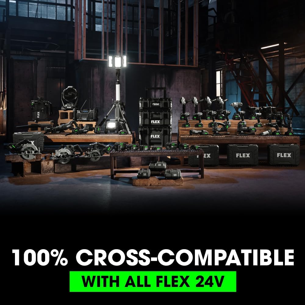 FLEX 24V Brushless Cordless 2-Tool Combo Kit: 1/2-Inch Drill Driver with Turbo Mode and 1/4-Inch Quick Eject Hex Impact Driver with 2.5Ah, 5.0Ah Lithium Batteries and 160W Fast Charger - FXM204-2B - Image 7