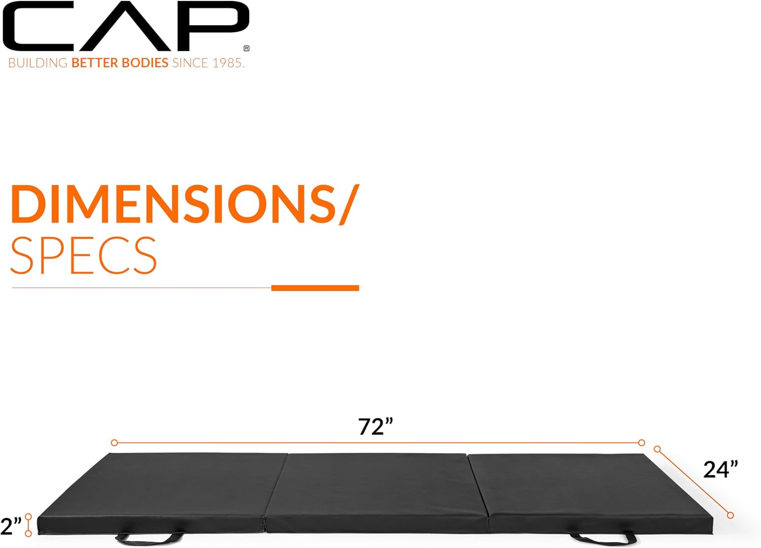 CAP Barbell Folding Exercise Mat – Durable, Anti-Tear, Thick Padding for Fitness, Aerobics, Gymnastics & Home Workouts. 72"L x 24"W x 2"Thick. BLACK - Image 4