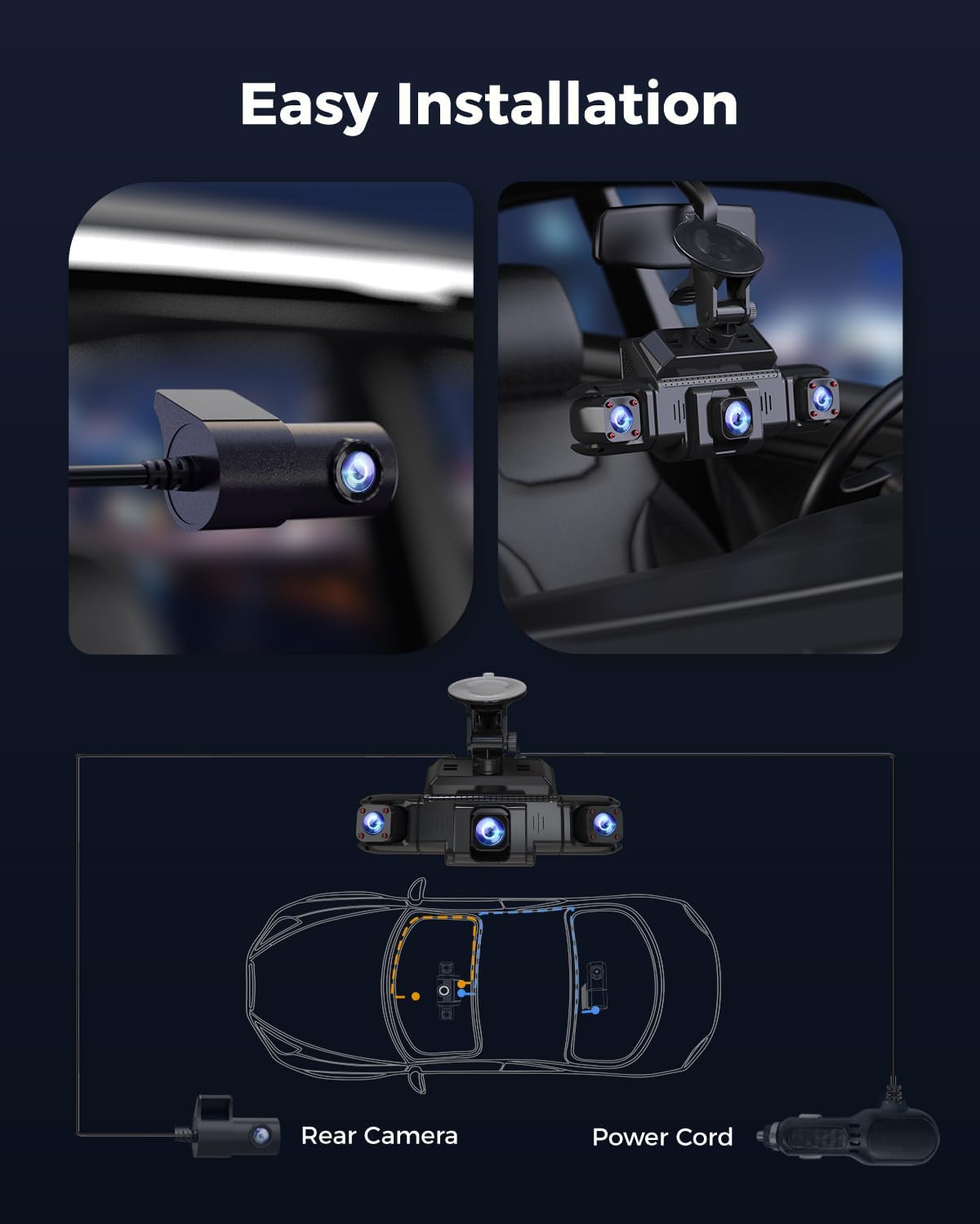 360 View 4 Channel Dash Cam Front and Rear Left Right Inside Camera for Cars, GPS and 5G Band WiFi, Night Vision, 160 Wide Angle, WDR, 24H Parking Mode, Supercapacitor, Included 128GB Card - Image 8