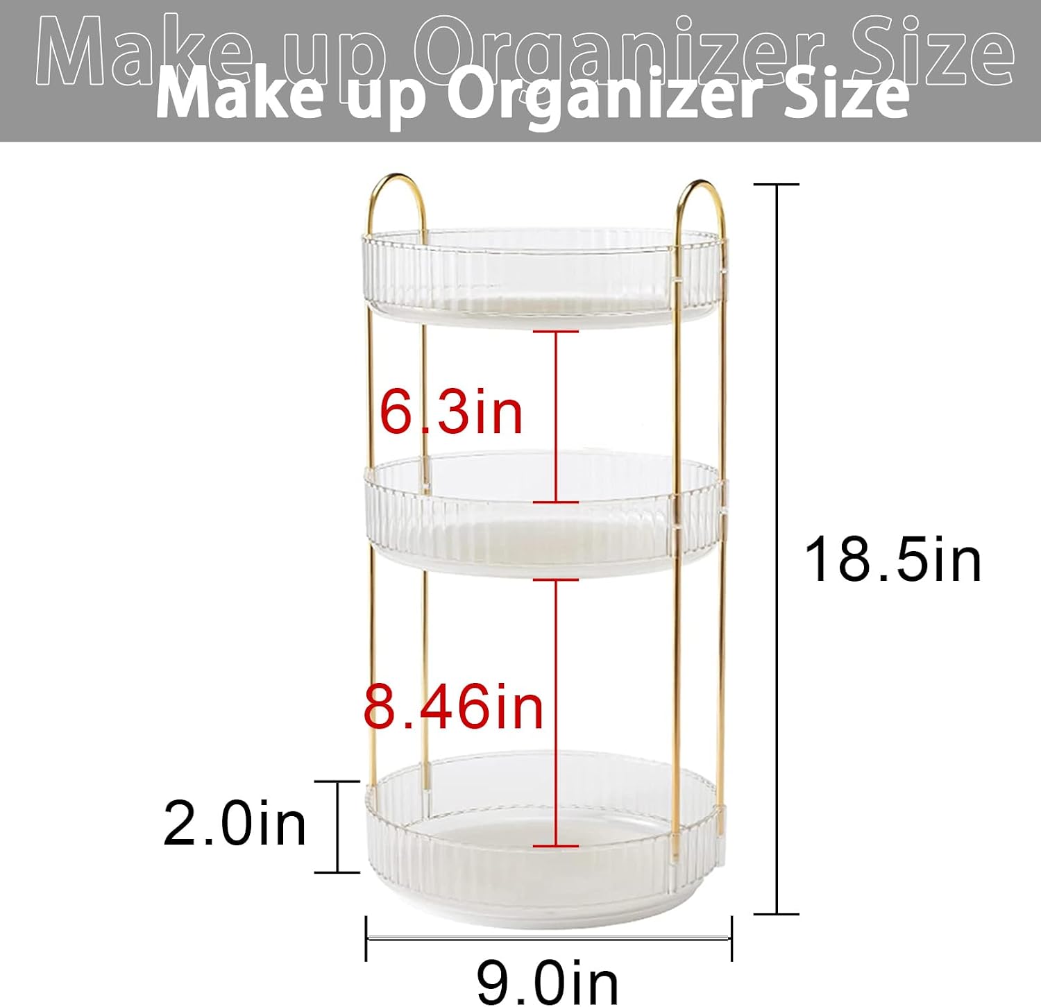 shuang qing Rotating Makeup Organizer for Vanity, Large Capacity Skincare Perfume Storage, Bathroom Counter Organizer, 360 Spinning Cosmetic Dresser Countertop Organizers (Clear, 3 Tier) - Image 2