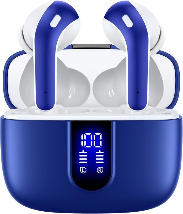TAGRY Bluetooth Headphones True Wireless Earbuds 60H Playback LED Power Display Earphones with Wireless Charging Case IPX5 Waterproof in-Ear Ear buds with Mic for TV Smart Phone Laptop Computer Sports