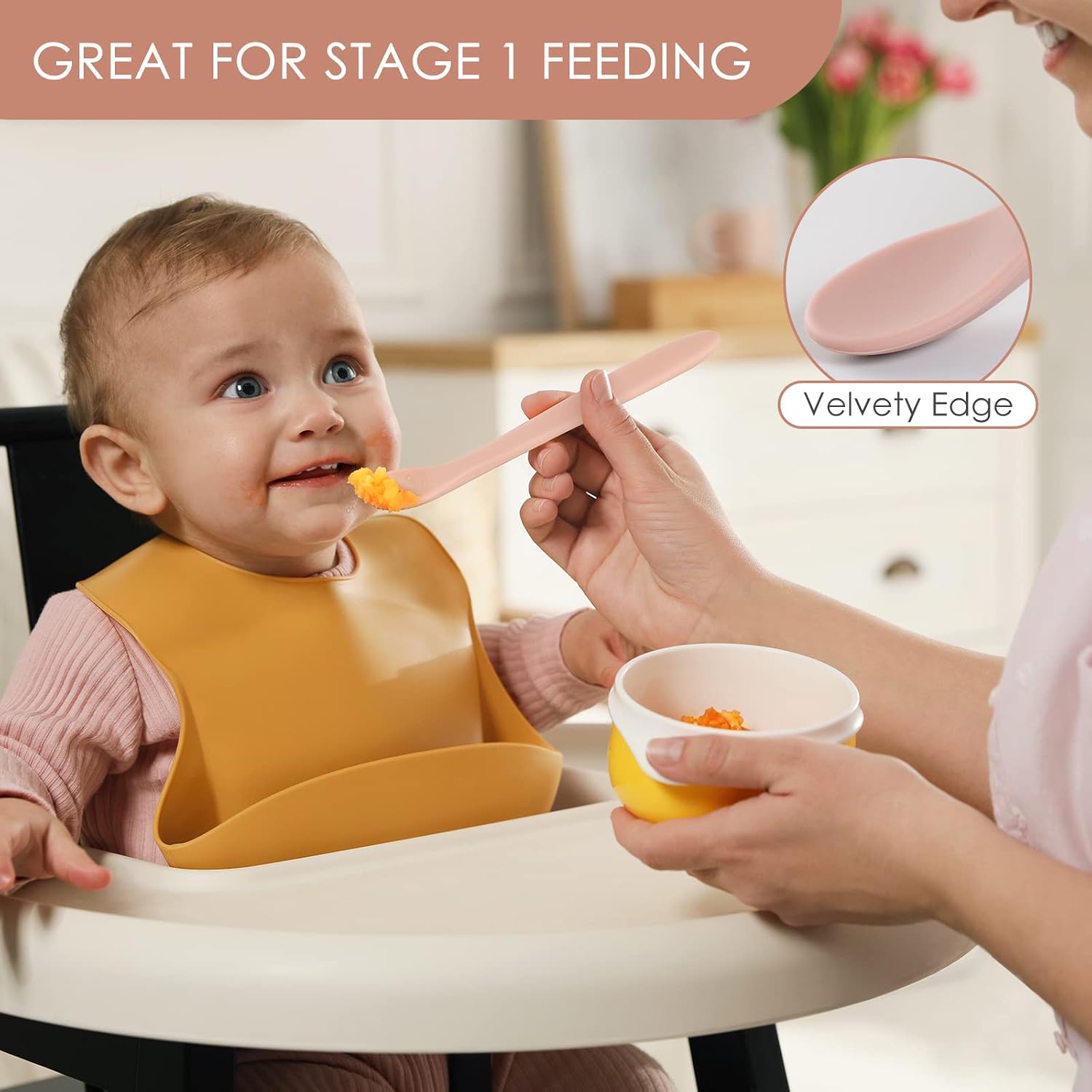 6-Piece Silicone Baby Feeding Spoons, First Stage Infant Spoons, Soft-Tip Easy on Gums I Baby Training Spoon | Infant Utensils Feeding Supplies, Dishwasher & Boil-proof - Image 5