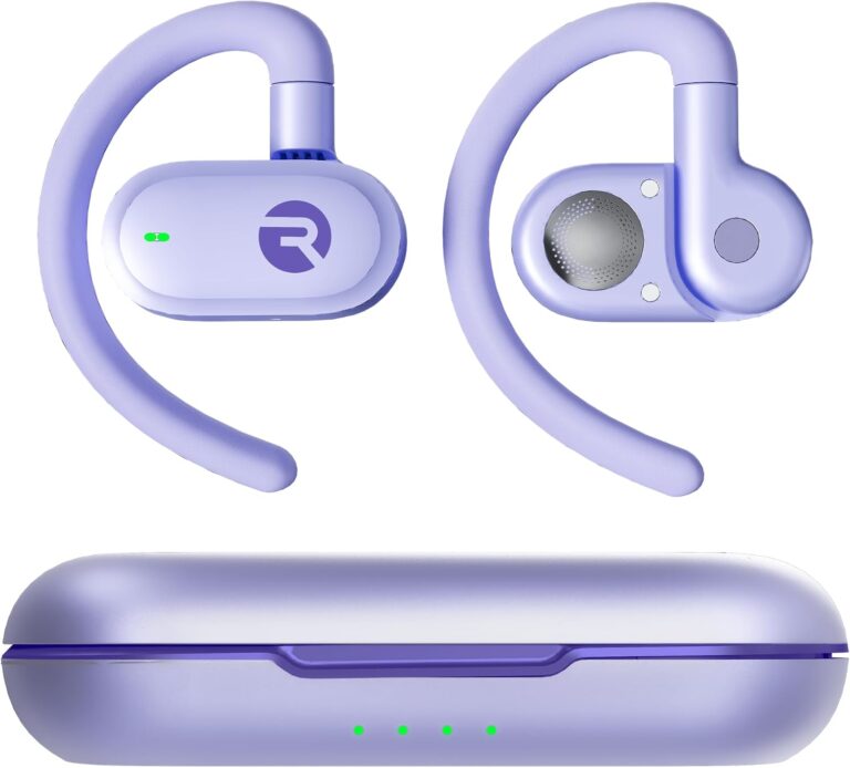 Raycon Fitness Open Ear Earbuds – Open Ear Headphones, Earbuds Wireless Bluetooth, Running Headphones, Sweat & Water-Resistant Earphones, 40 Hours Battery Life (Purple)