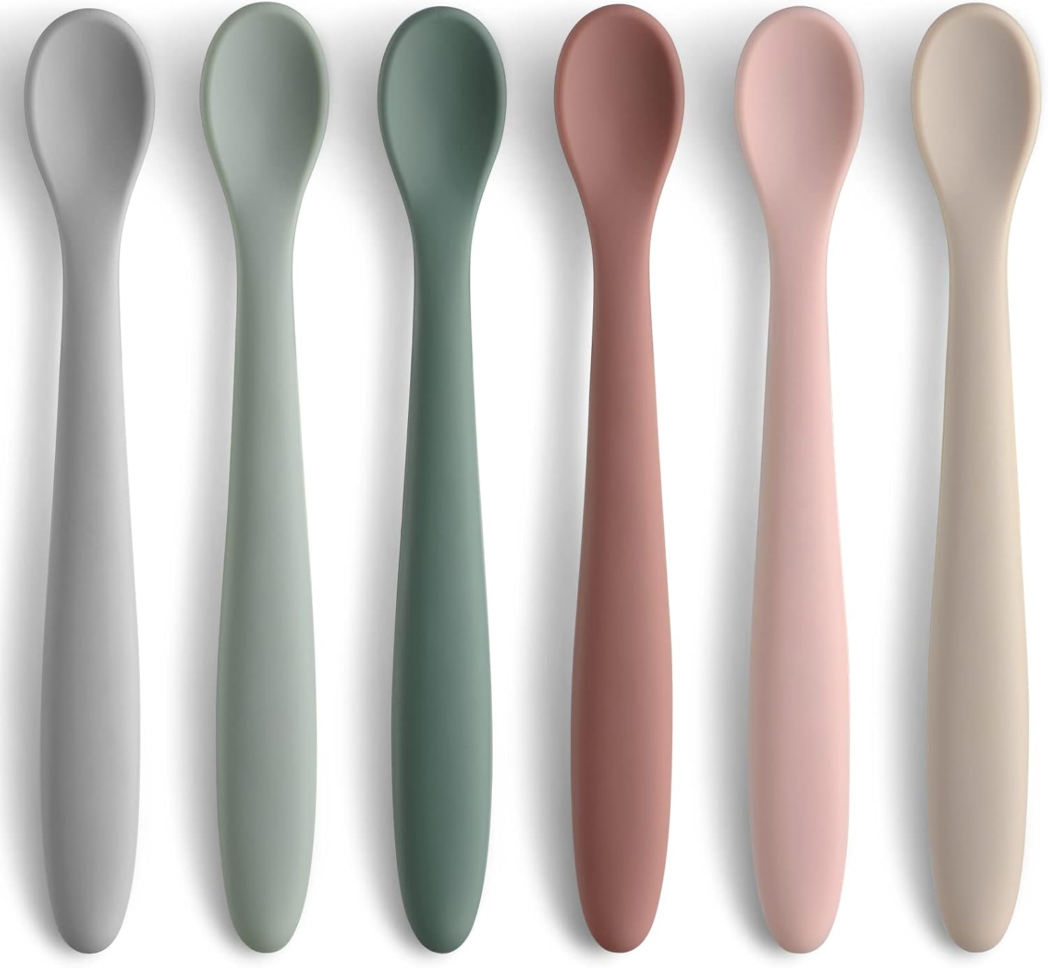 6-Piece Silicone Baby Feeding Spoons, First Stage Infant Spoons, Soft-Tip Easy on Gums I Baby Training Spoon | Infant Utensils Feeding Supplies, Dishwasher & Boil-proof