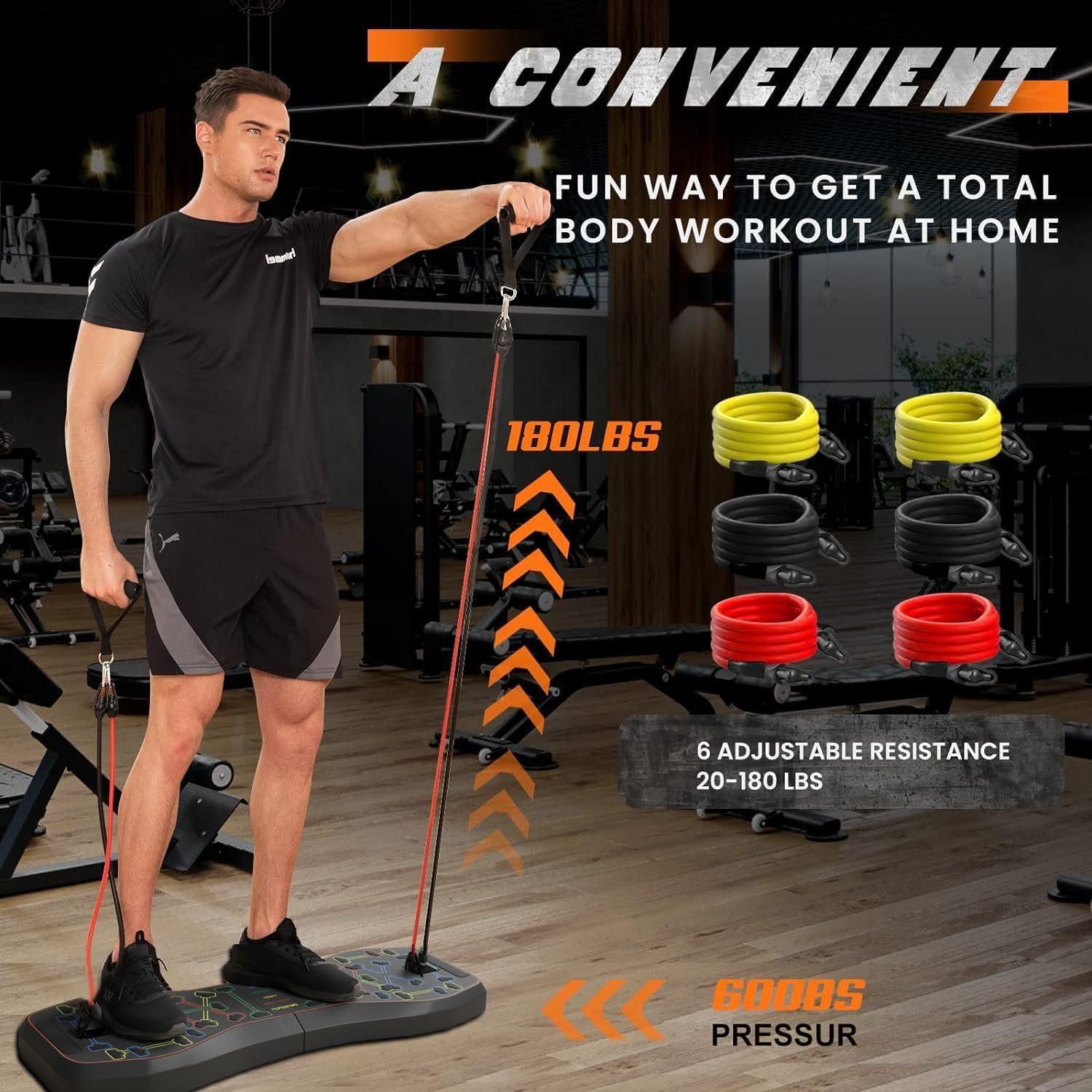 LALAHIGH Push Up Board,36 in 1 Home Gym Equipment with Ab Roller Wheel & Resistance Bands, Portable Foldable Workout Board for Full Body Strength Training Men Women,Gift for Boyfriend - Image 7
