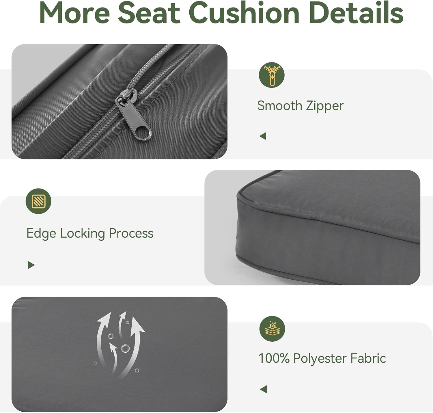 Aoxun Replacement Cushions for Outdoor Furniture, 14-Piece Outdoor Cushions for Patio Furniture, Deep Seat, Splash-Proof & Fade Resistant Couch Cushion for 6-Seat Patio Conversation Sets, Grey - Image 8