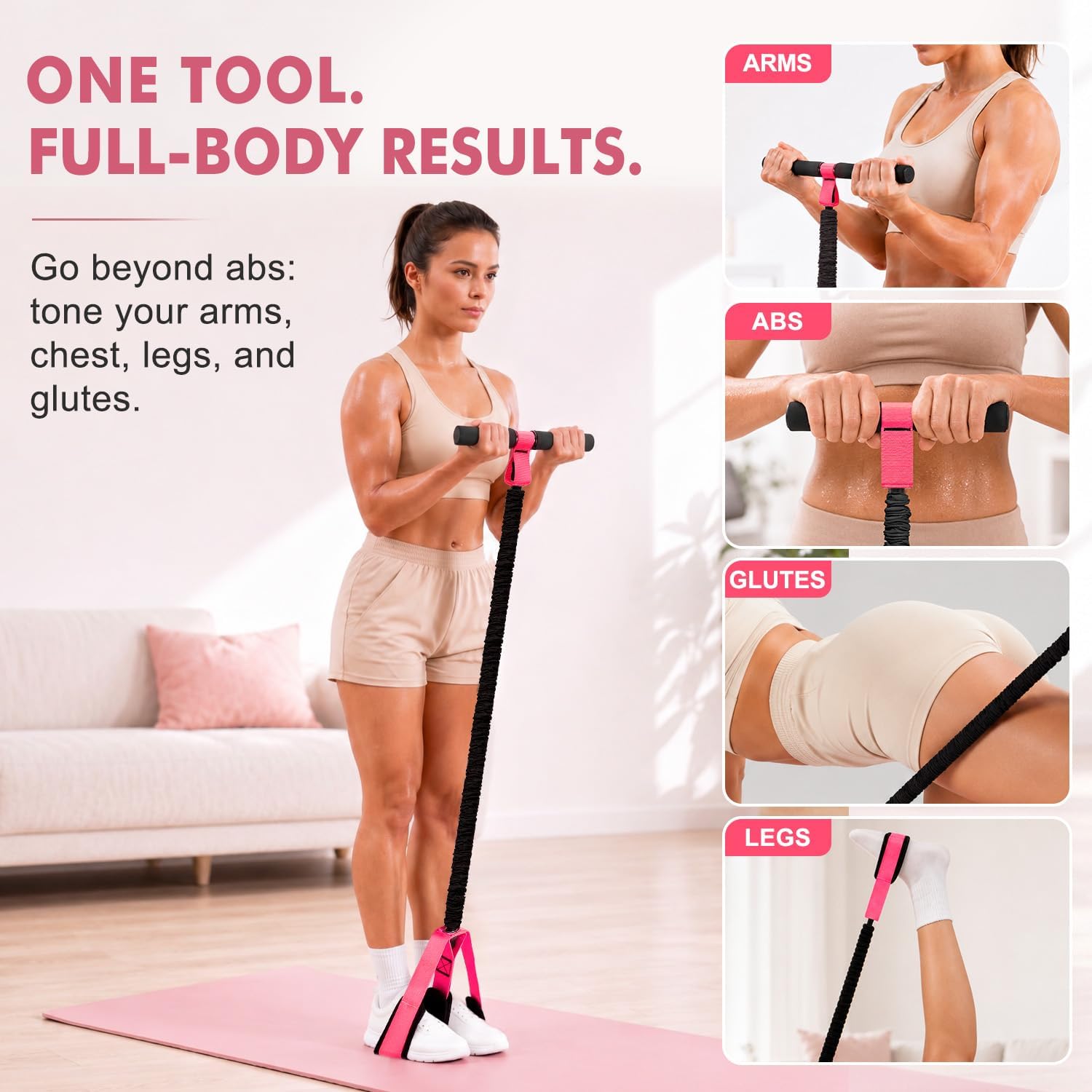 Pedal Resistance Band with Handle, Upgraded Durable Thickened Latex Tubes and Soft Foam Fabric Foot Pedal, Sit Up Exercise Equipment for Abdomen, Waist, Arm, Core/ABS, Leg, Physical Therapy - Image 3