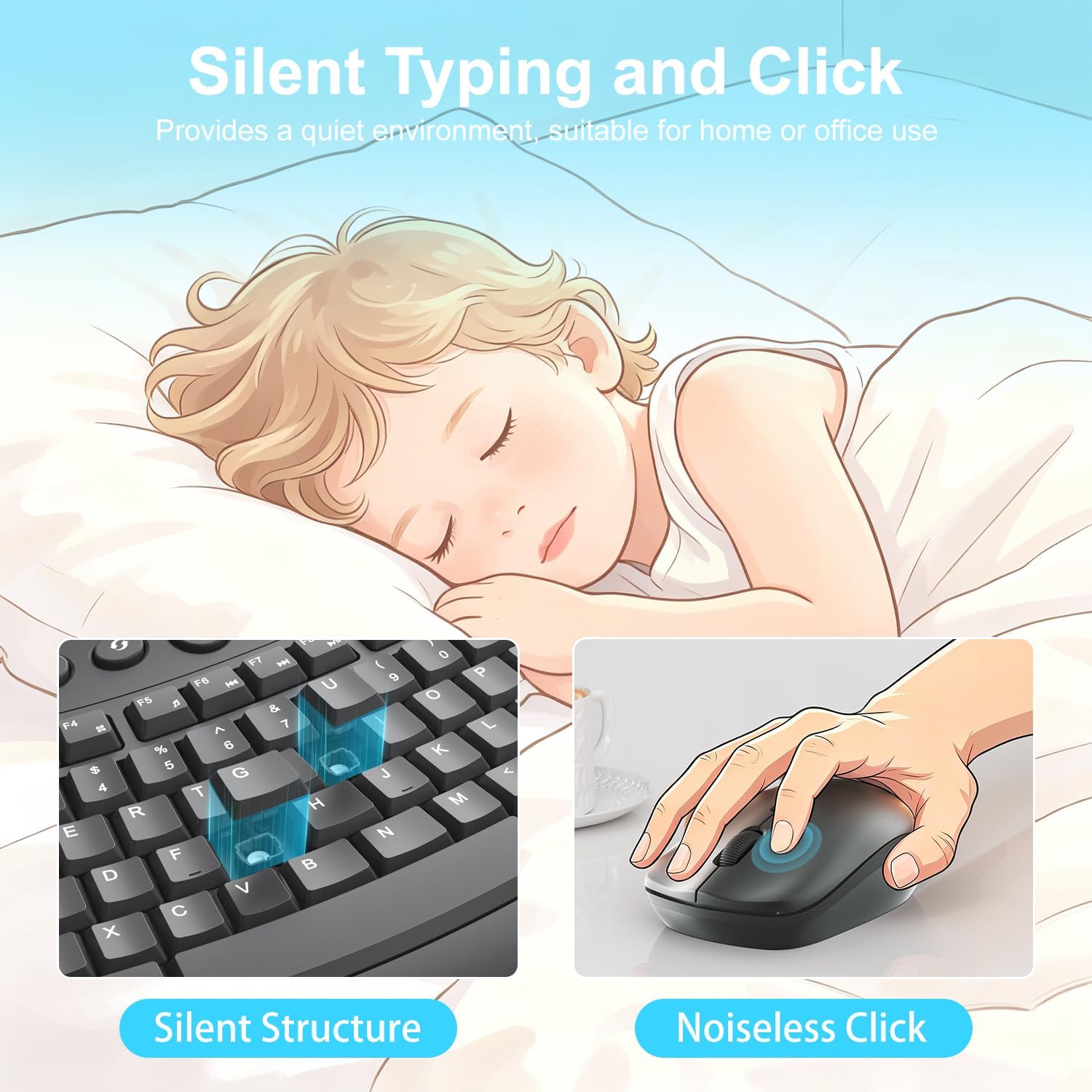 Wireless Keyboard and Mouse Combo, Quiet Ergonomic Curved Keys(Graphite) - Image 5