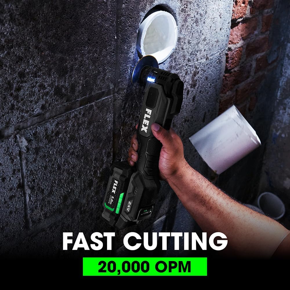 FLEX 24V Brushless Cordless 6-Tool Combo Kit: Hammer Drill, Hex Impact Driver, Circular Saw, Multi-Tool, Reciprocating Saw, Work Light with 2.5Ah, 5.0Ah Lithium Batteries and 160W Charger - FXM601-2B - Image 6