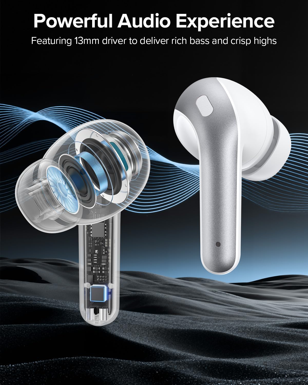 TAGRY Bluetooth Headphones True Wireless Earbuds 60H Playback LED Power Display Earphones with Wireless Charging Case IPX5 Waterproof in-Ear Ear buds with Mic for TV Smart Phone Laptop Computer Sports - Image 4