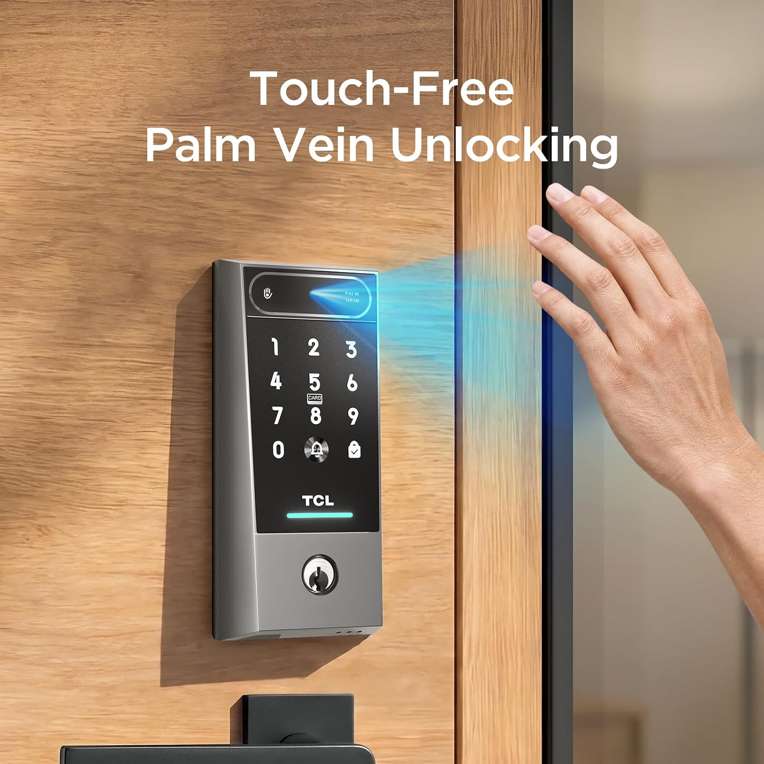 TCL Smart Lock D2 Pro, Palm Vein Keyless Entry Deadbolt, Wi-Fi Keypad Door Lock, Built-in Doorbell, 8-Month Battery, App & Voice Control, Works with Alexa & Google Home, Easy Install for Front Door - Image 2
