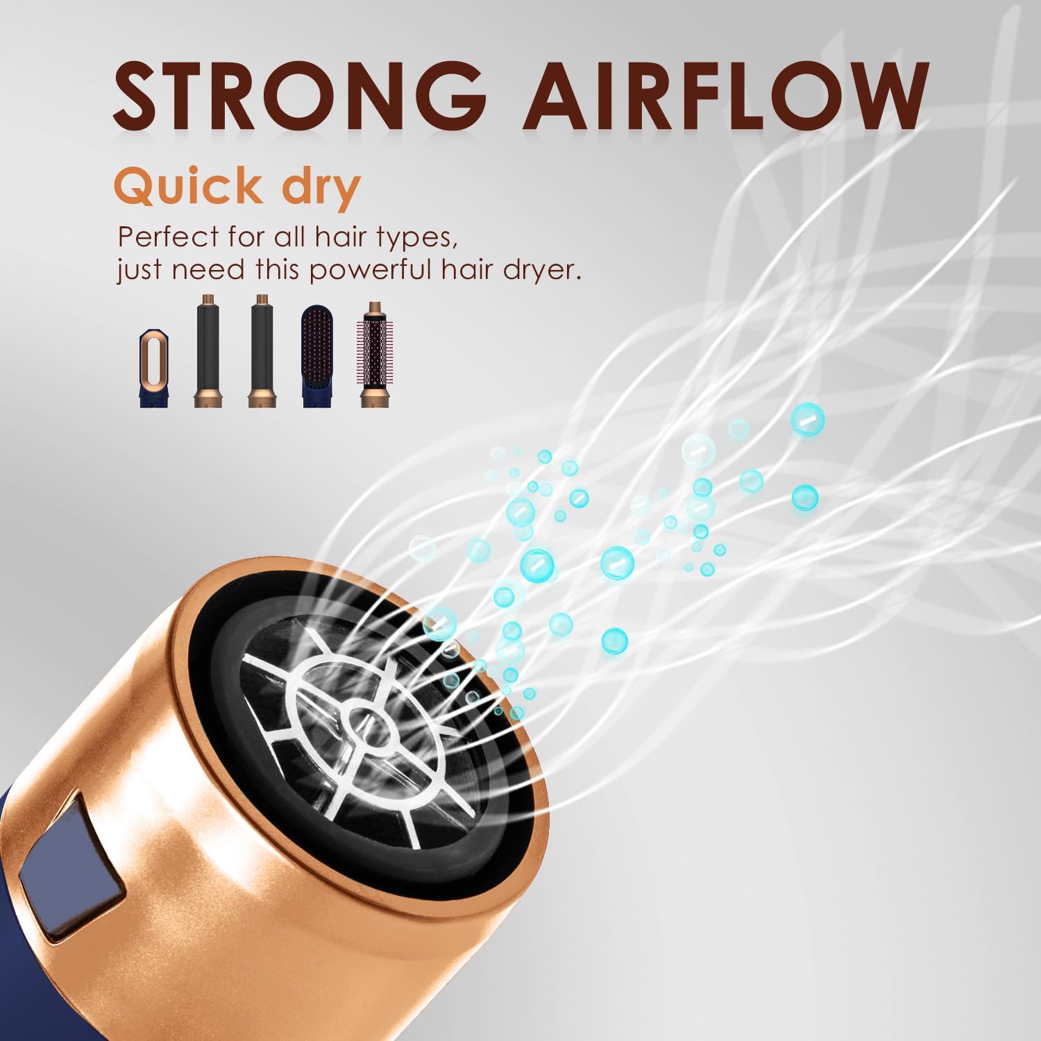 Hair Dryer Brush 5 in 1, Negative Ion Blow Dryer Brush Set- 110,000 RPM High - Speed Hot Air Brush Air Styler Curling Wrap Air Curler,Curling Iron Hair Styling Tools for Straight Curl Drying Smoothing