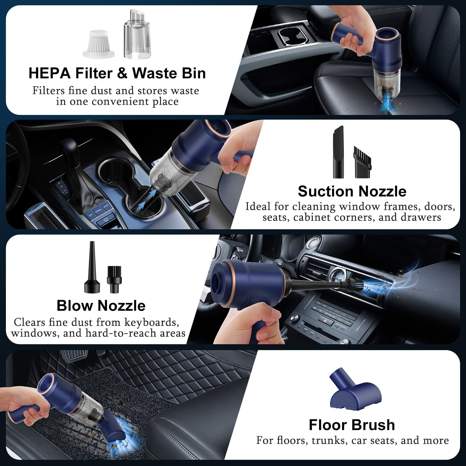 KMM Handheld Car Vacuum Cleaner, Hand Held Vacuum Cleaner and Air Duster - Image 6