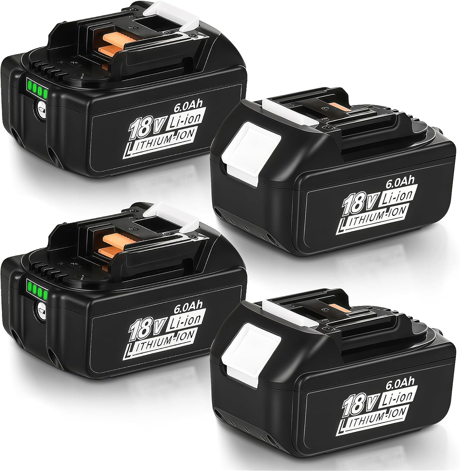 4 Pack 6.0Ah Replacement 18V Battery BL1860B Replacement Batteries