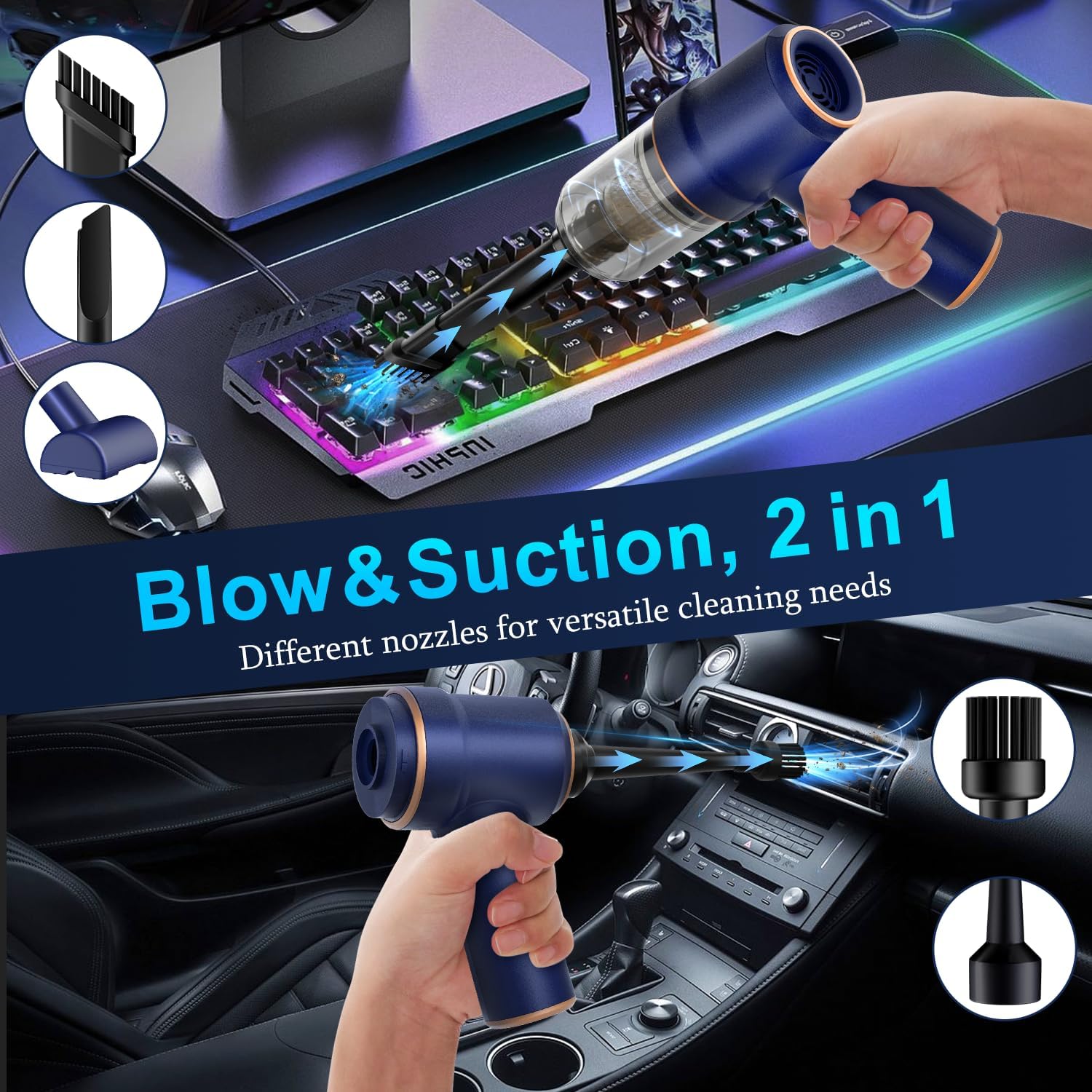 KMM Handheld Car Vacuum Cleaner, Hand Held Vacuum Cleaner and Air Duster - Image 2