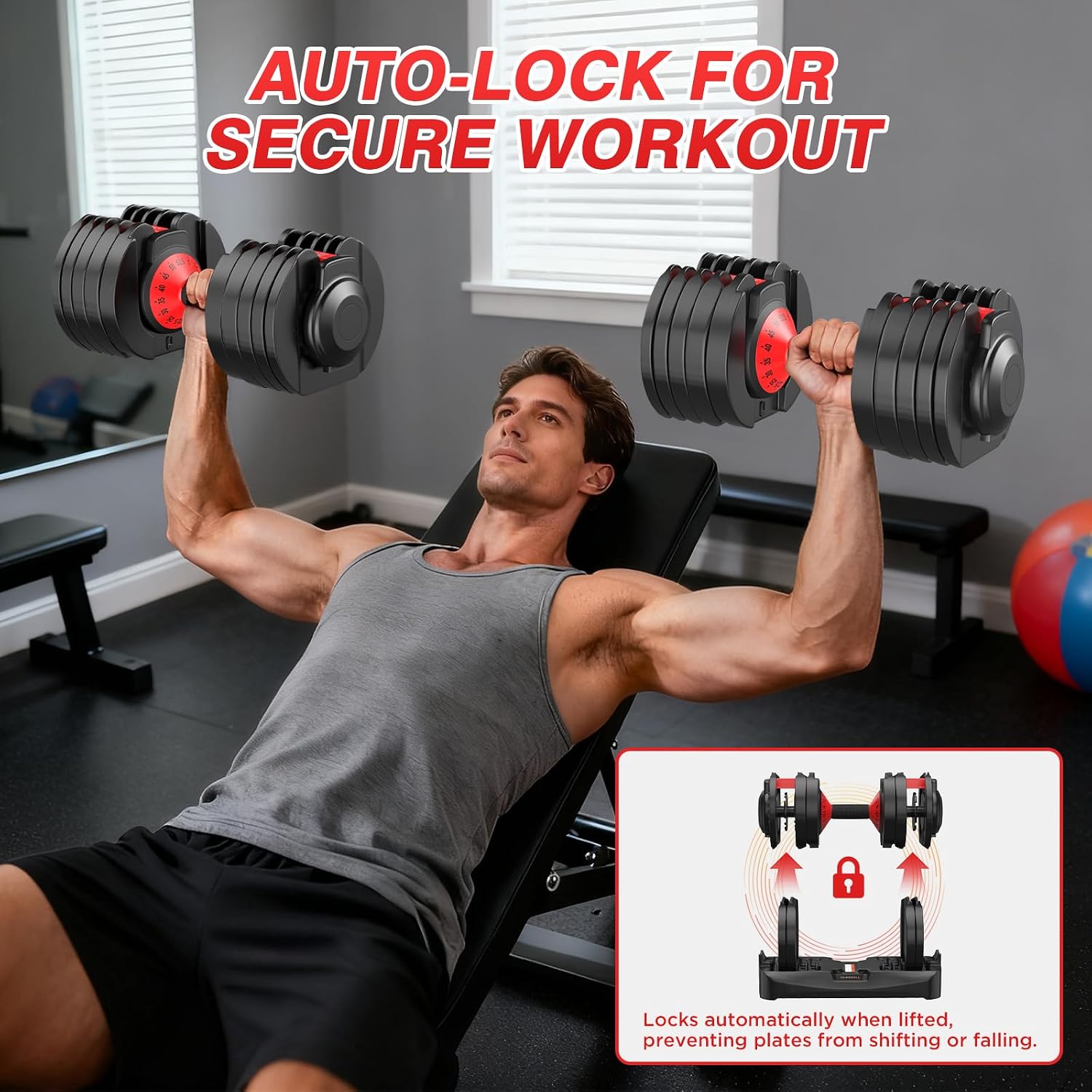 Adjustable Dumbbells Set for Home Gym Weight Set 25/26.5/55/52.5/85LB - Image 4