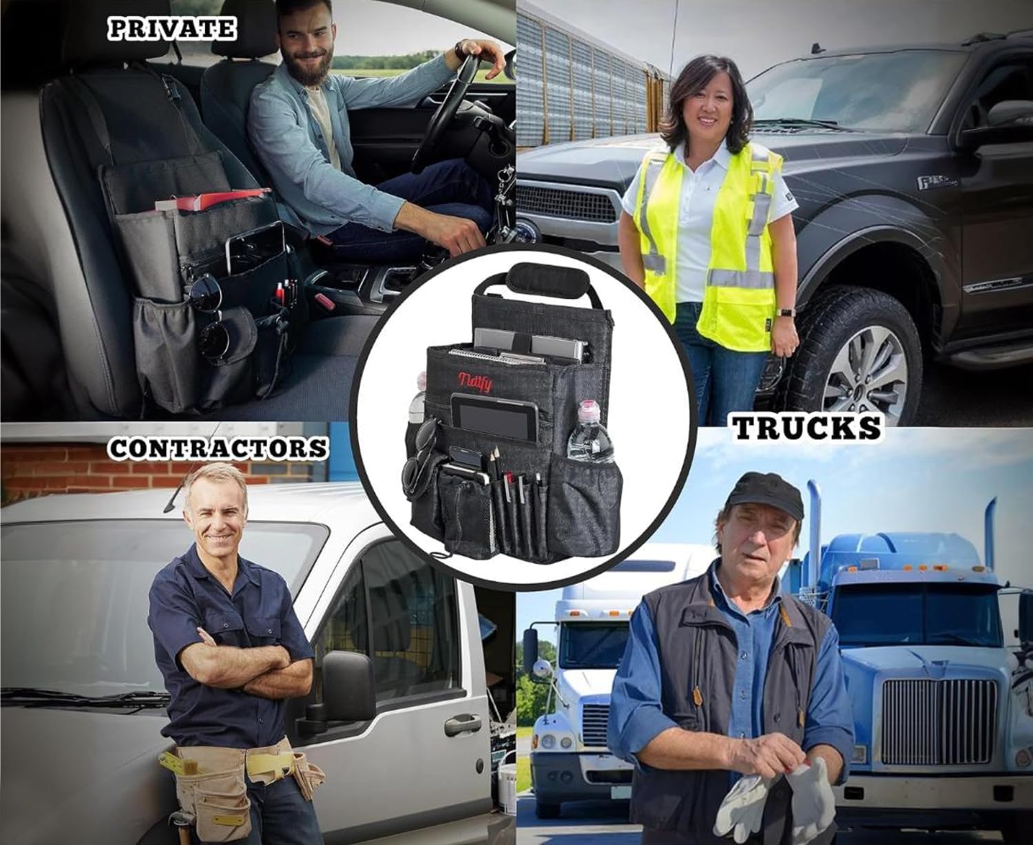 Tidify Back Seat Car Organizer with Dedicated Tablet and Laptop Storage Stabilizing Side Straps Soft Adjustable Shoulder Strap and Hardened Buckles Your Office Away from Office - Image 7