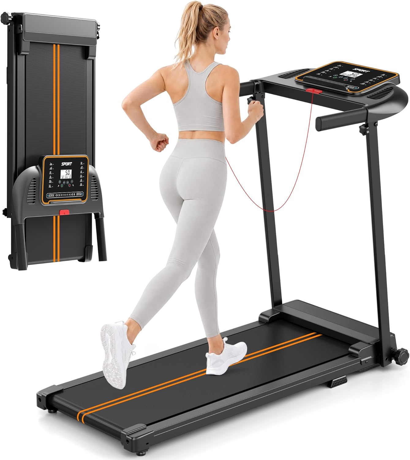 Treadmills for Home Walking Pad - Foldable Treadmill Under Desk with Handle Bar 0.6-6.2 MPH Portable Folding Pads Compact Running Machine Quiet Lightweight