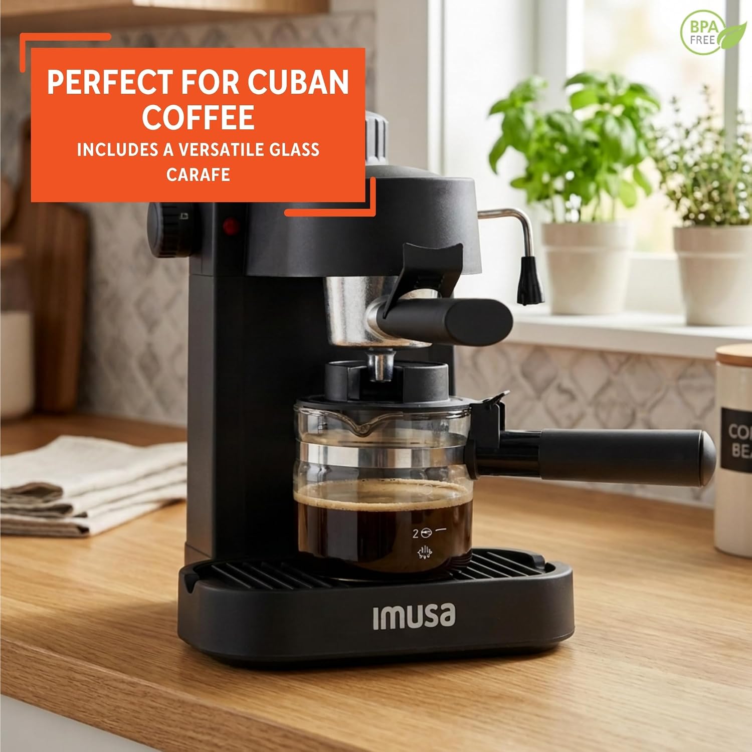 IMUSA 4 Cup Electric Espresso Cappuccino Coffee Maker, Black - Image 3